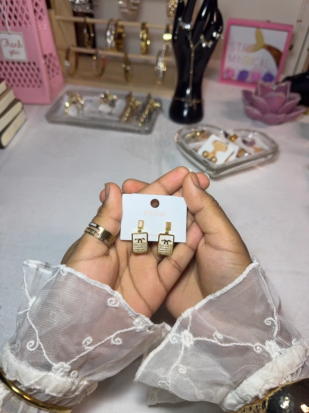 Girls Gold Stud Earrings and bracelets image indicator(2)