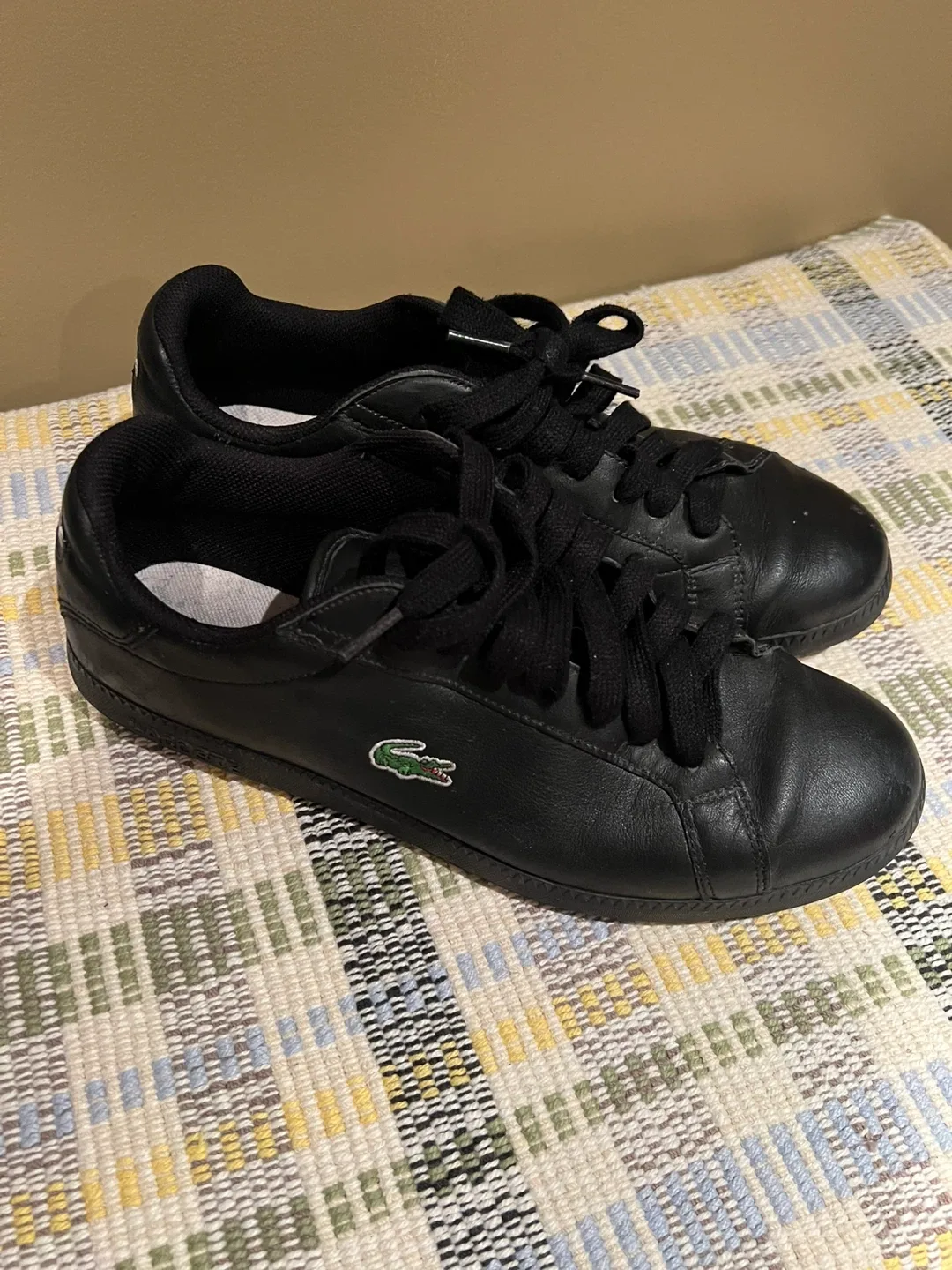 Lacoste Black Leather Sneakers - Size 10