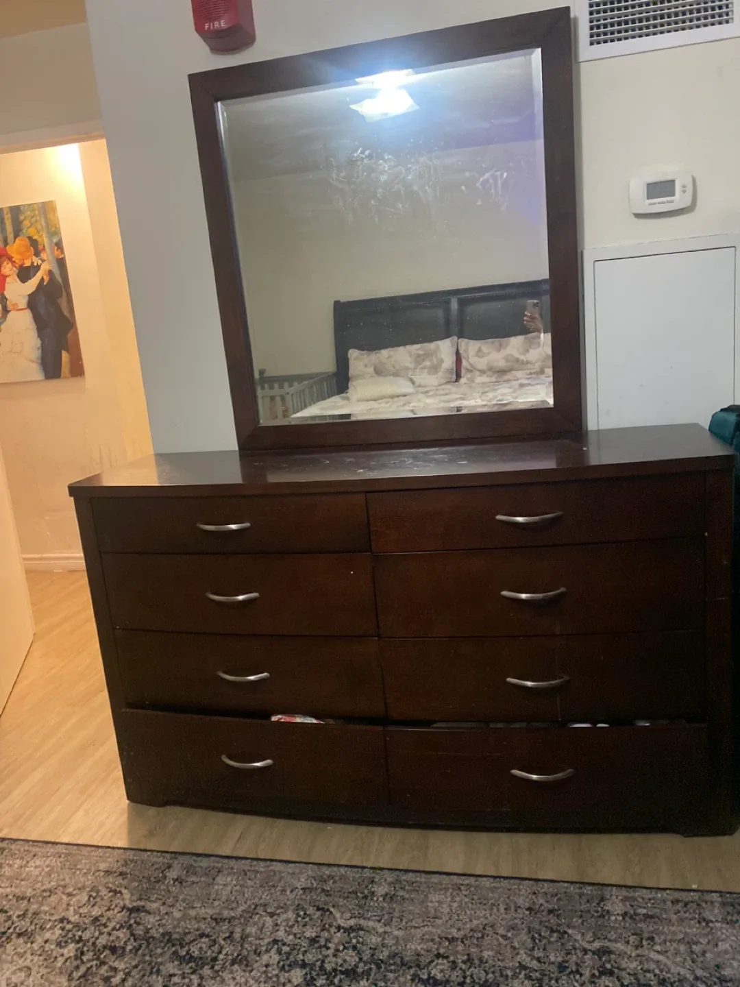 Dresser with Mirror - Brown Wood