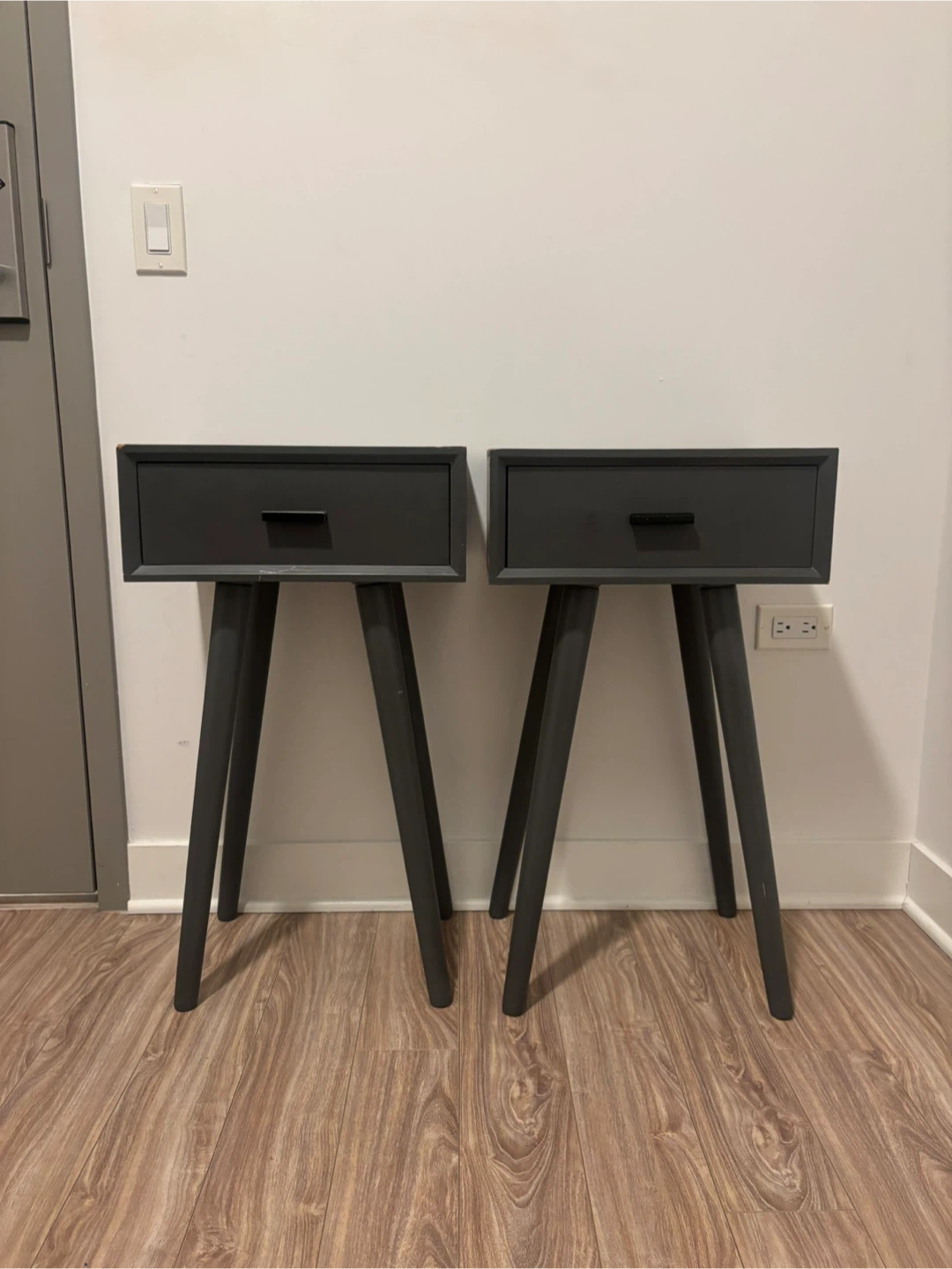 Pair of Gray Nightstand/End table