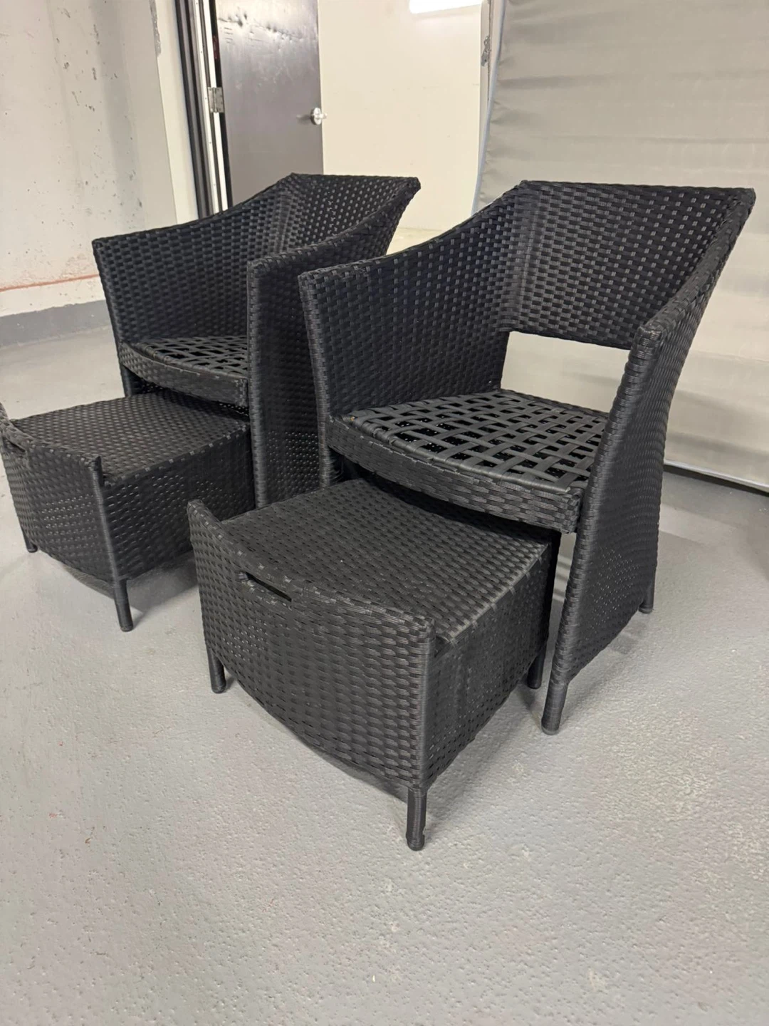 Wicker Patio Chairs with Ottomans - Set of 2 - photo 2