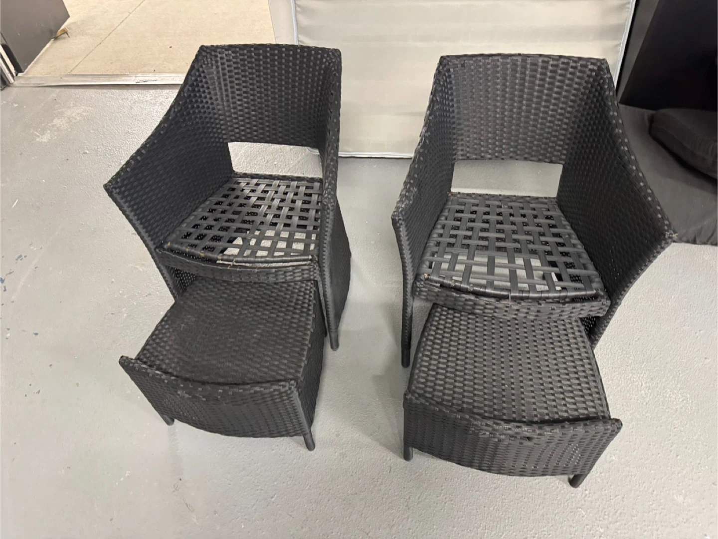 Wicker Patio Chairs with Ottomans - Set of 2 - photo 3