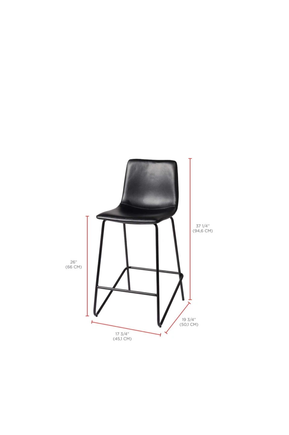 Black Counter Stool - 26" Height 2 pieces - photo 3