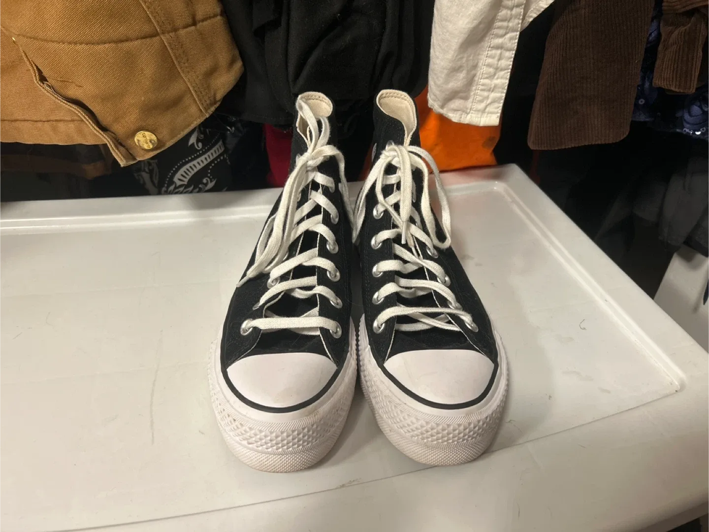 Women’s black platform converse size 7.5