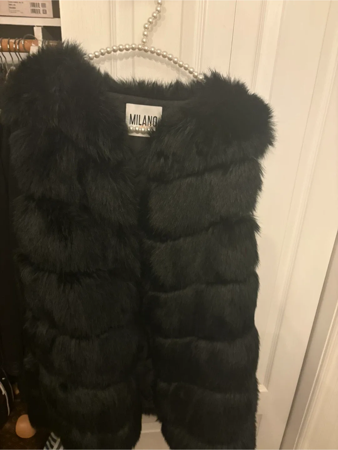 Milano Collection Black Fur Vest - Size XL
