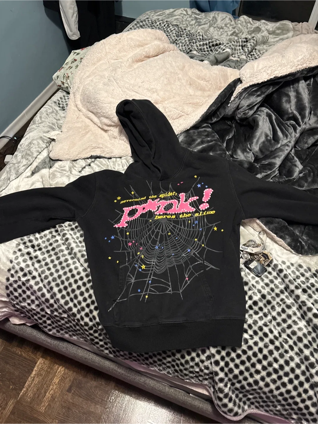 Sp5der Black Hoodie, Size L