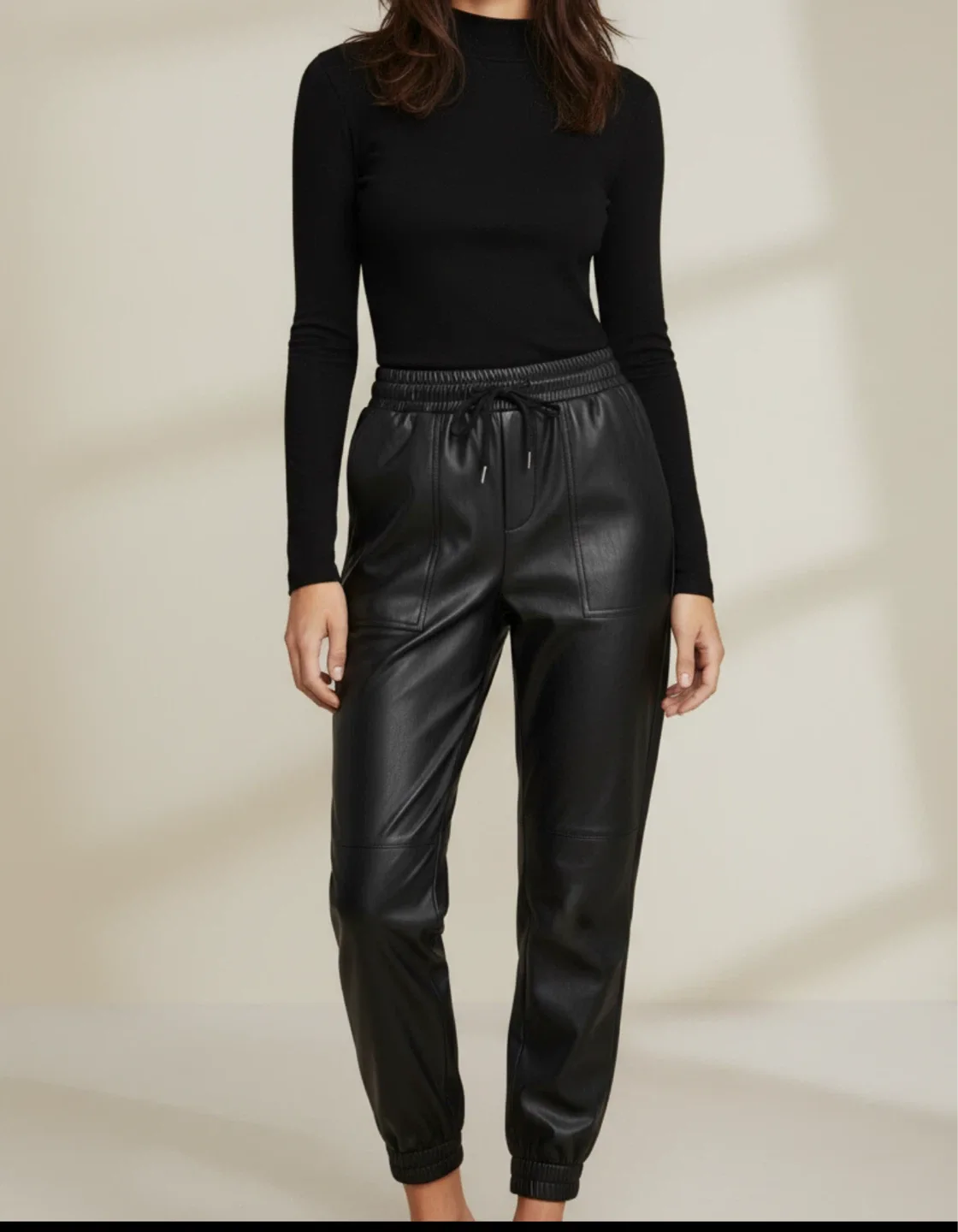 Zara Faux Leather Jogging Pants