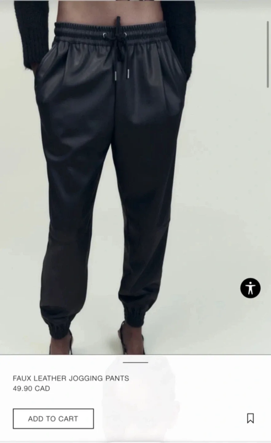 Zara Faux Leather Jogging Pants image indicator(3)