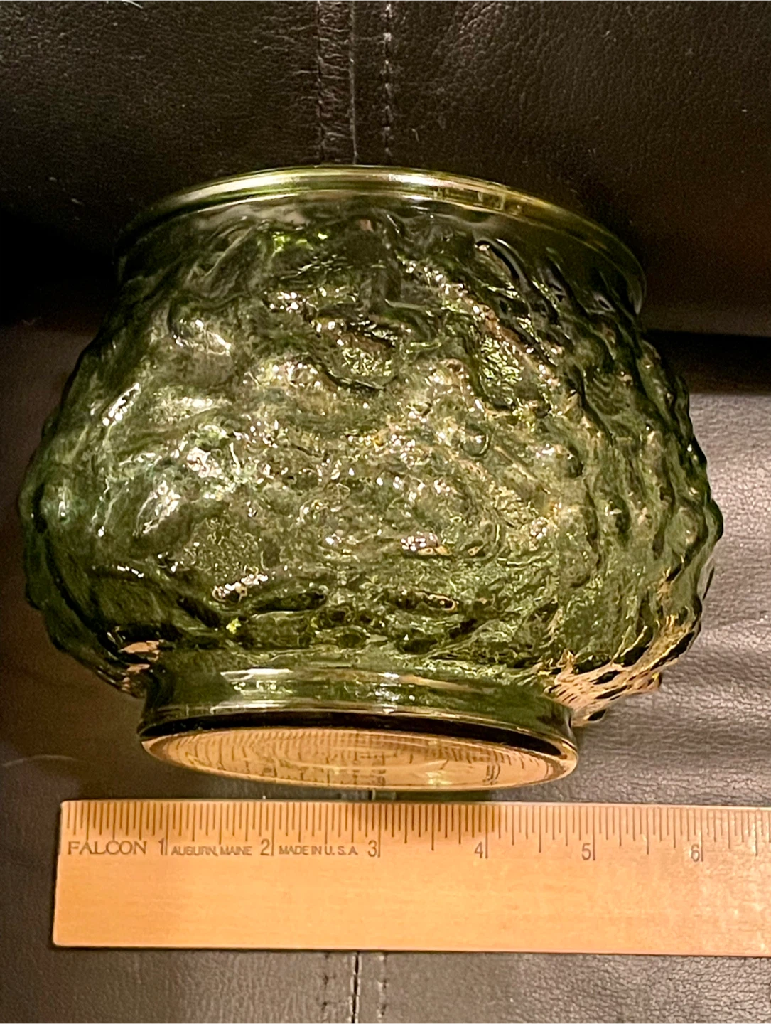 Vintage E O Brody Green Crinkle Glass Bowl - photo 2