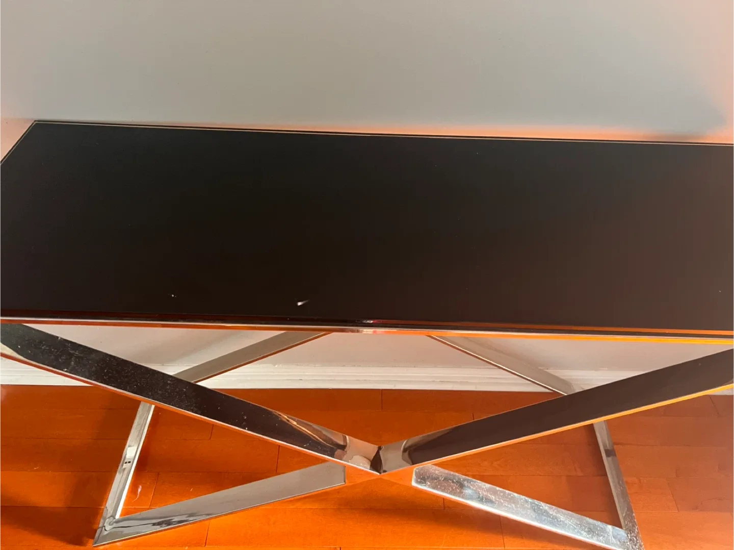 Black Glass & Chrome Console Table image indicator(3)