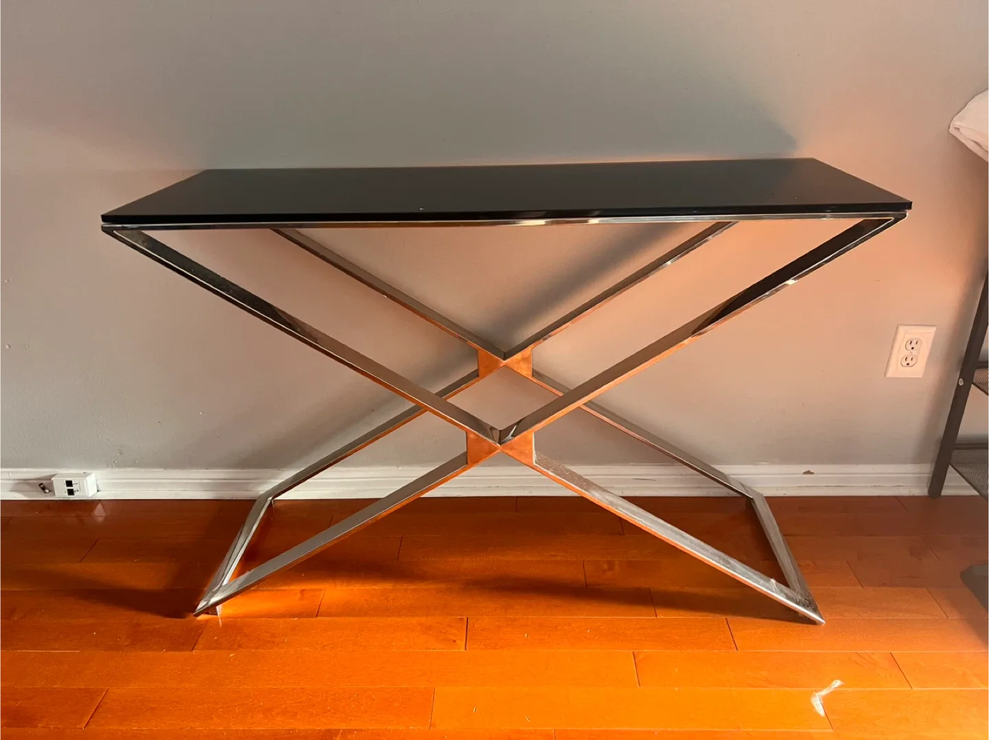 Black Glass & Chrome Console Table image indicator(2)