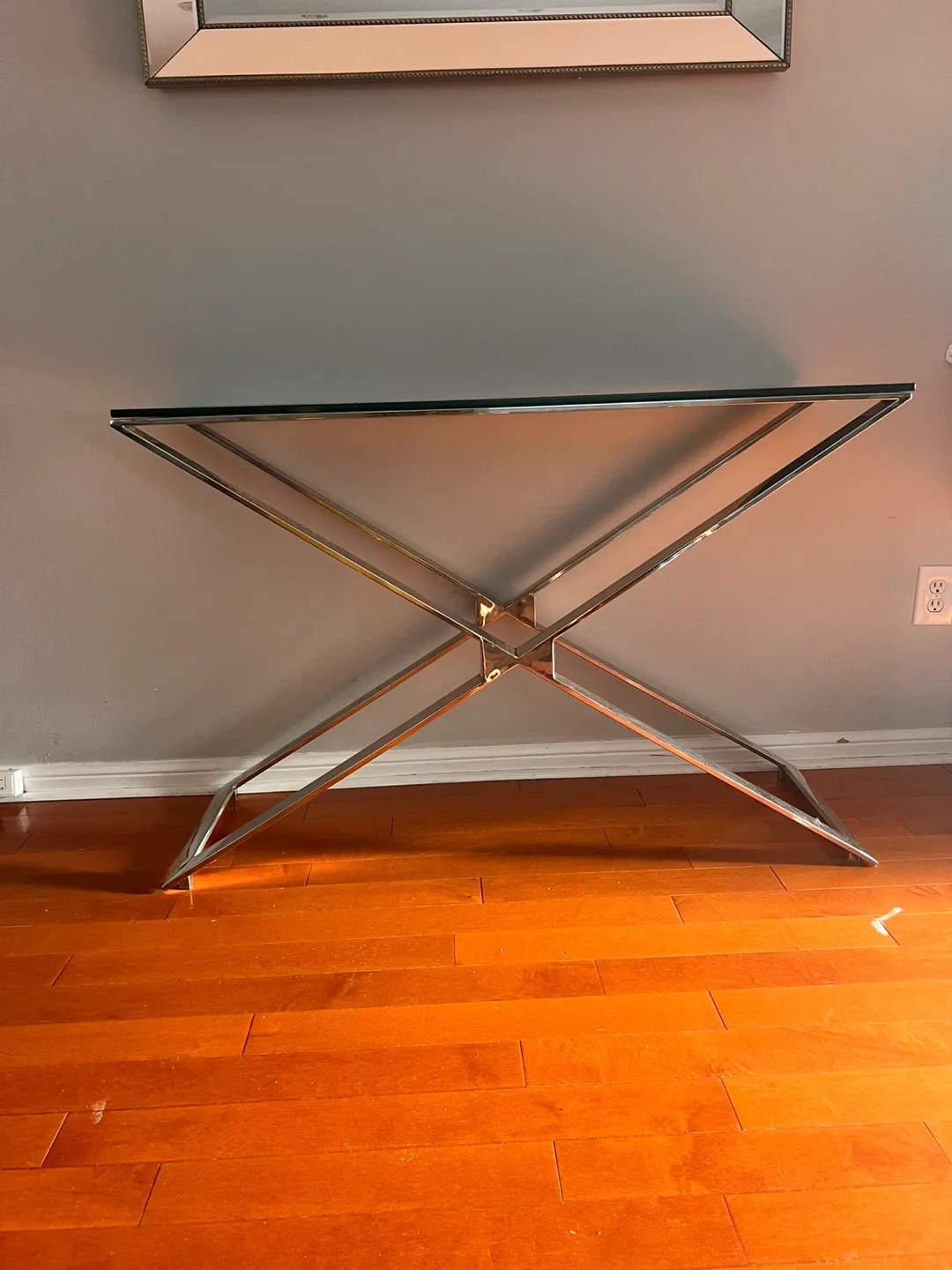 Black Glass & Chrome Console Table image indicator(4)