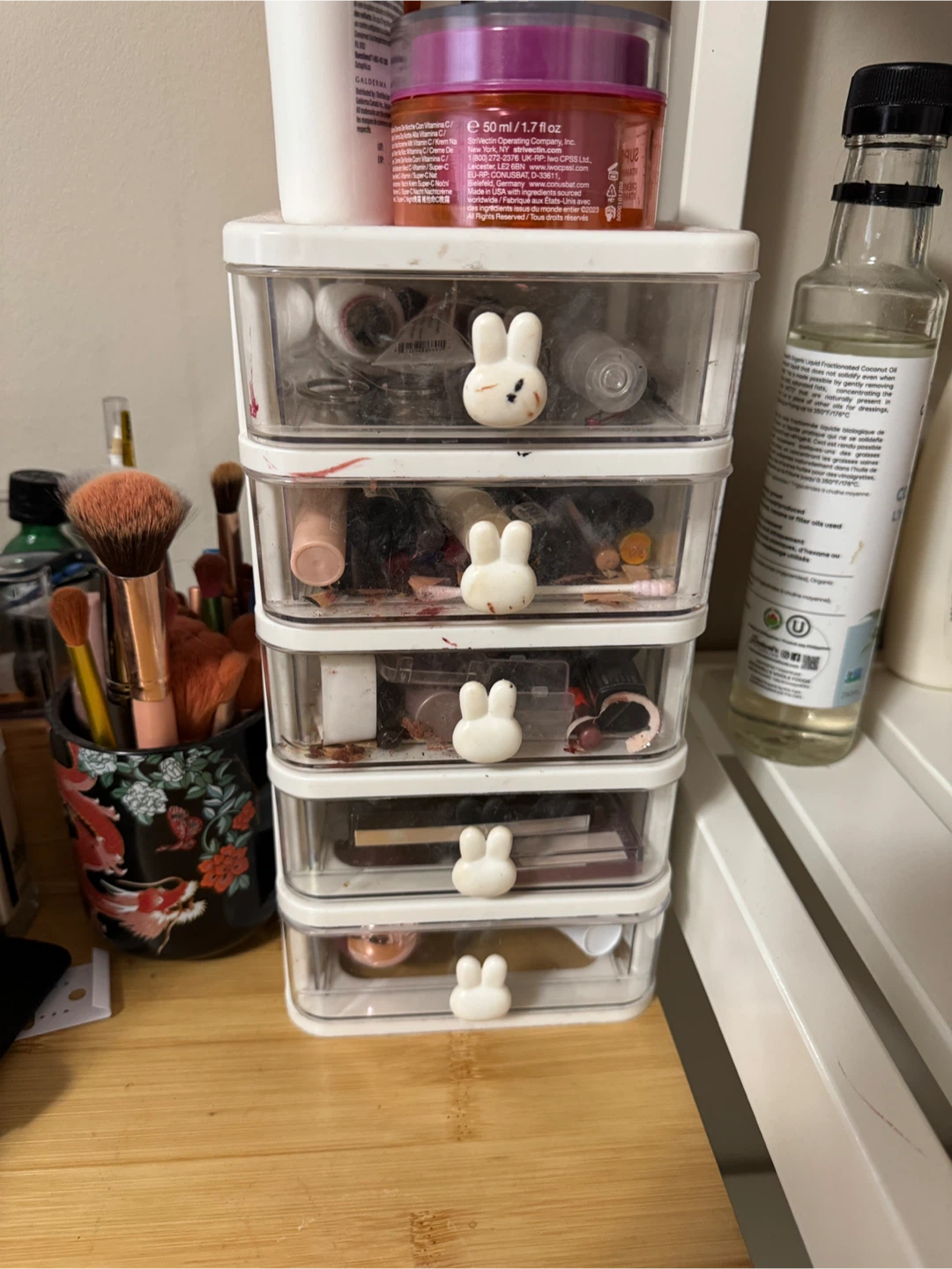 Acrylic Makeup Organizer with Bunny Knobs