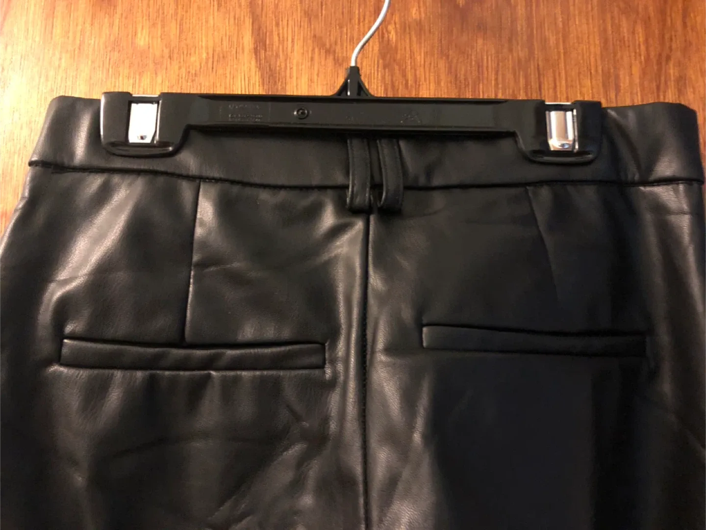 Zara Black Faux Leather Flare Pants - Size XS image indicator(3)
