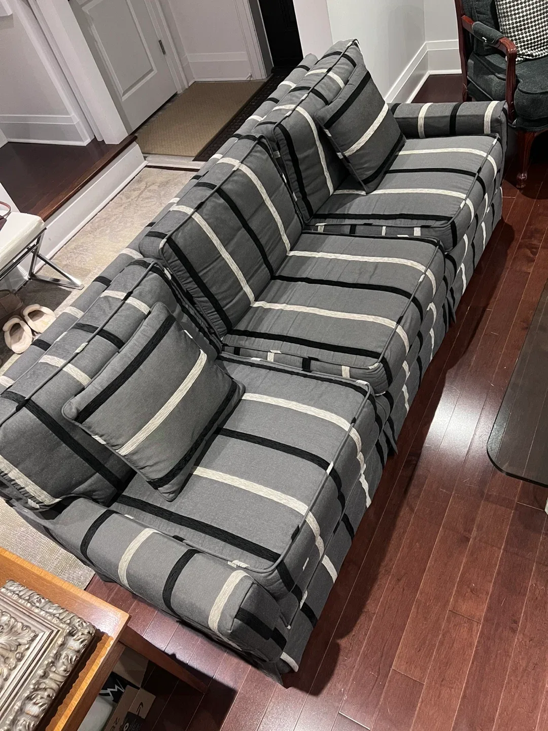 Striped Sofa - Grey, Black & White image indicator(2)
