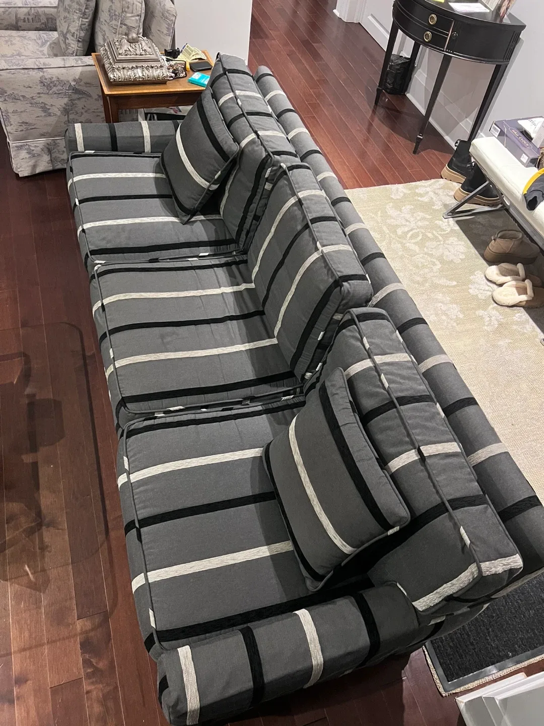 Striped Sofa - Grey, Black & White image indicator(3)