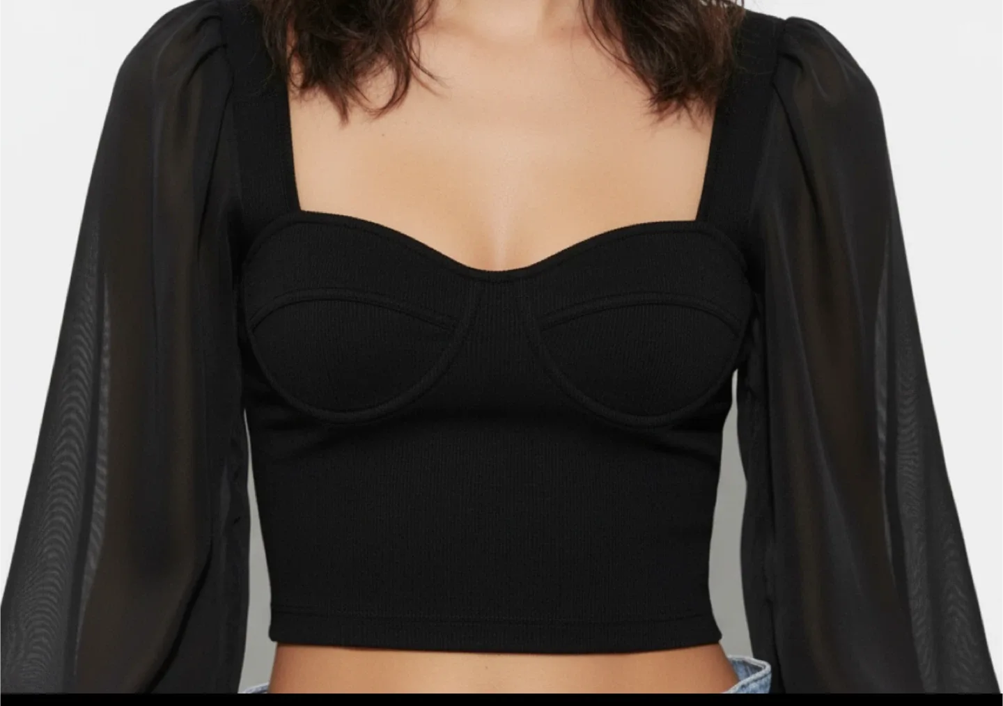 H&M Black Puff Sleeve Top - Size Small