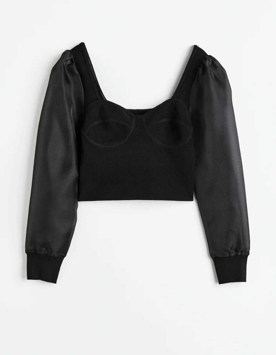 H&M Black Puff Sleeve Top - Size Small image indicator(2)