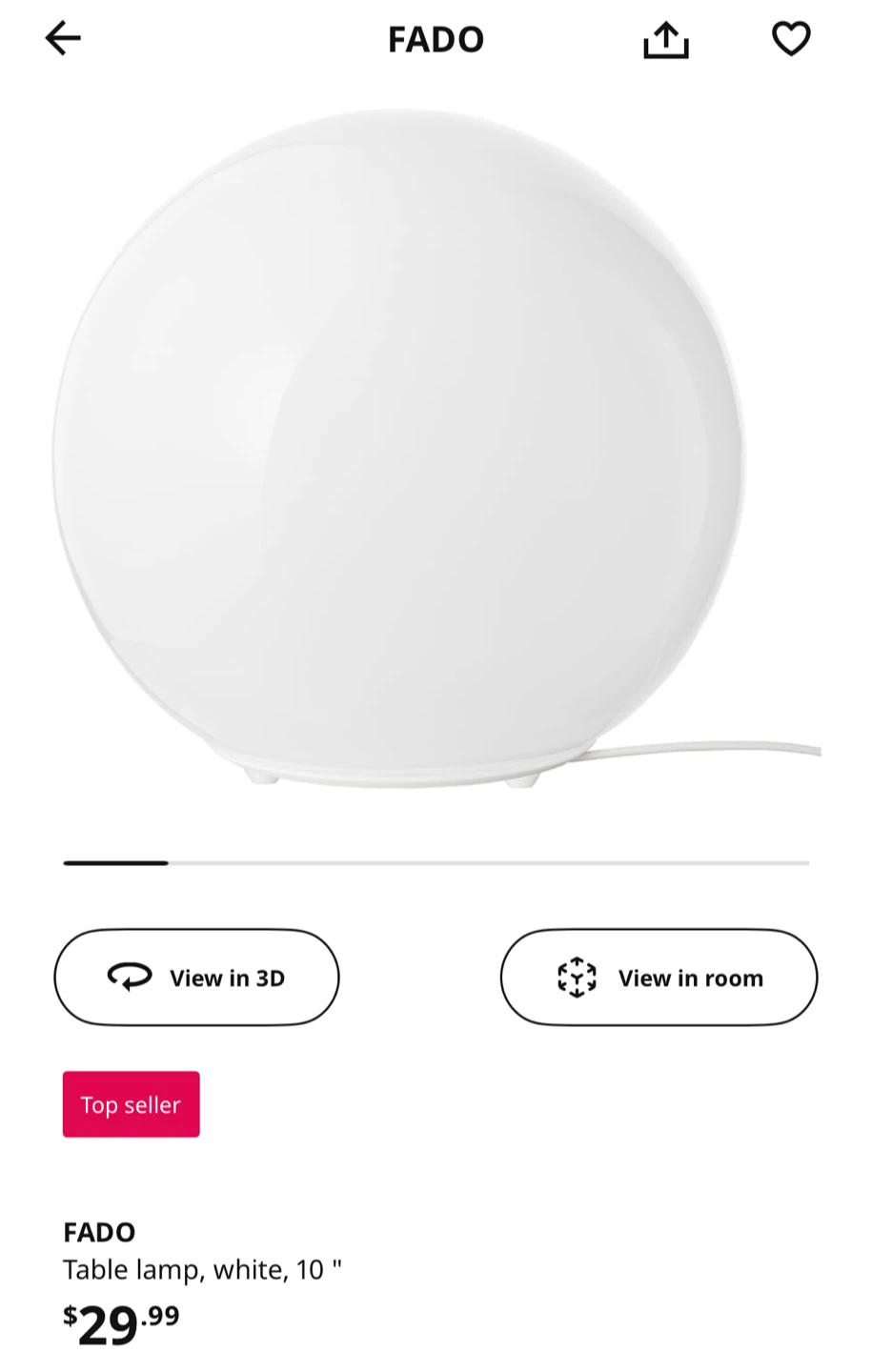 IKEA FADO Table Lamp + Smart Bulb - photo 3