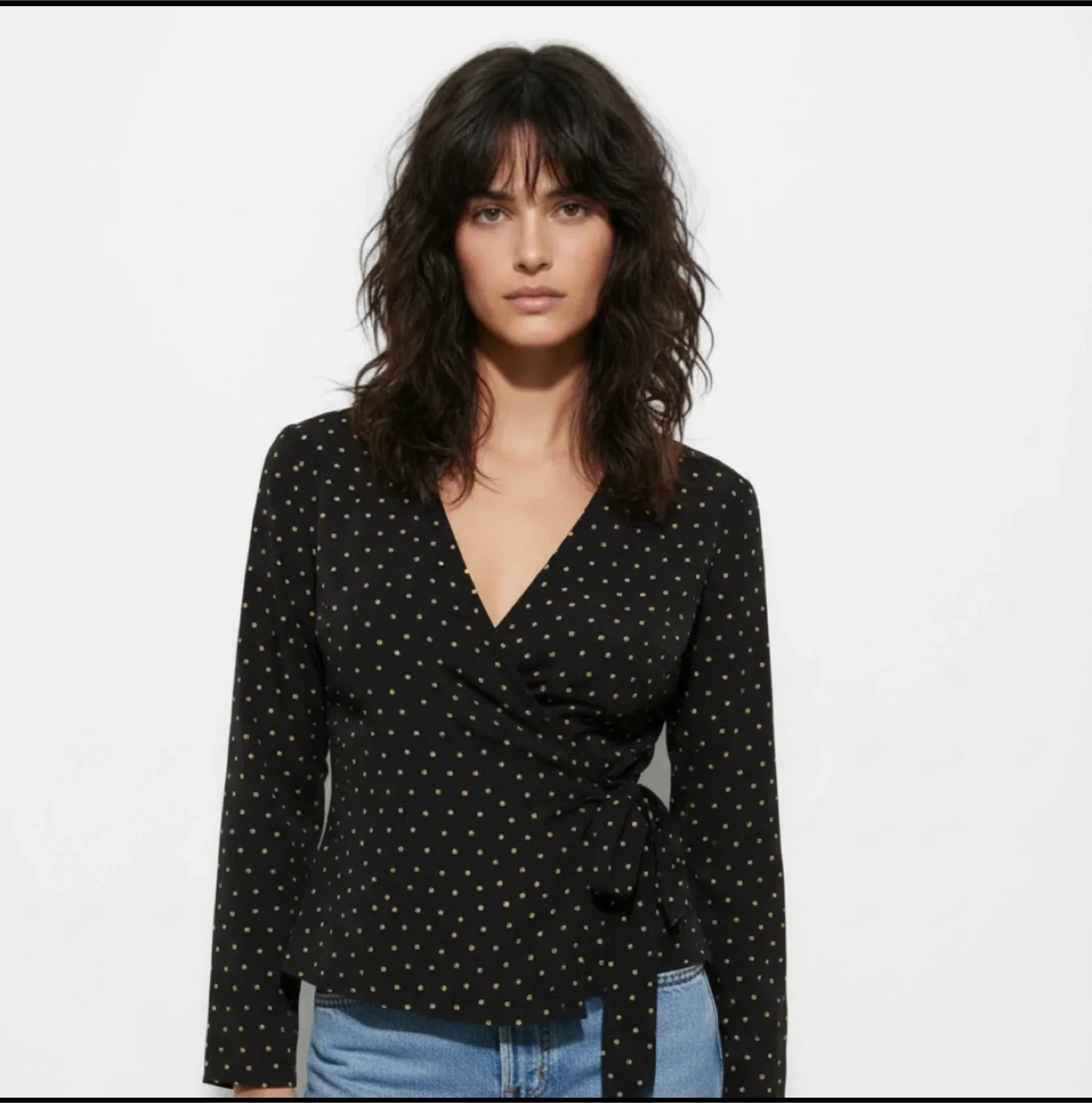 Zara Basic Polka Dot Wrap Blouse - XS