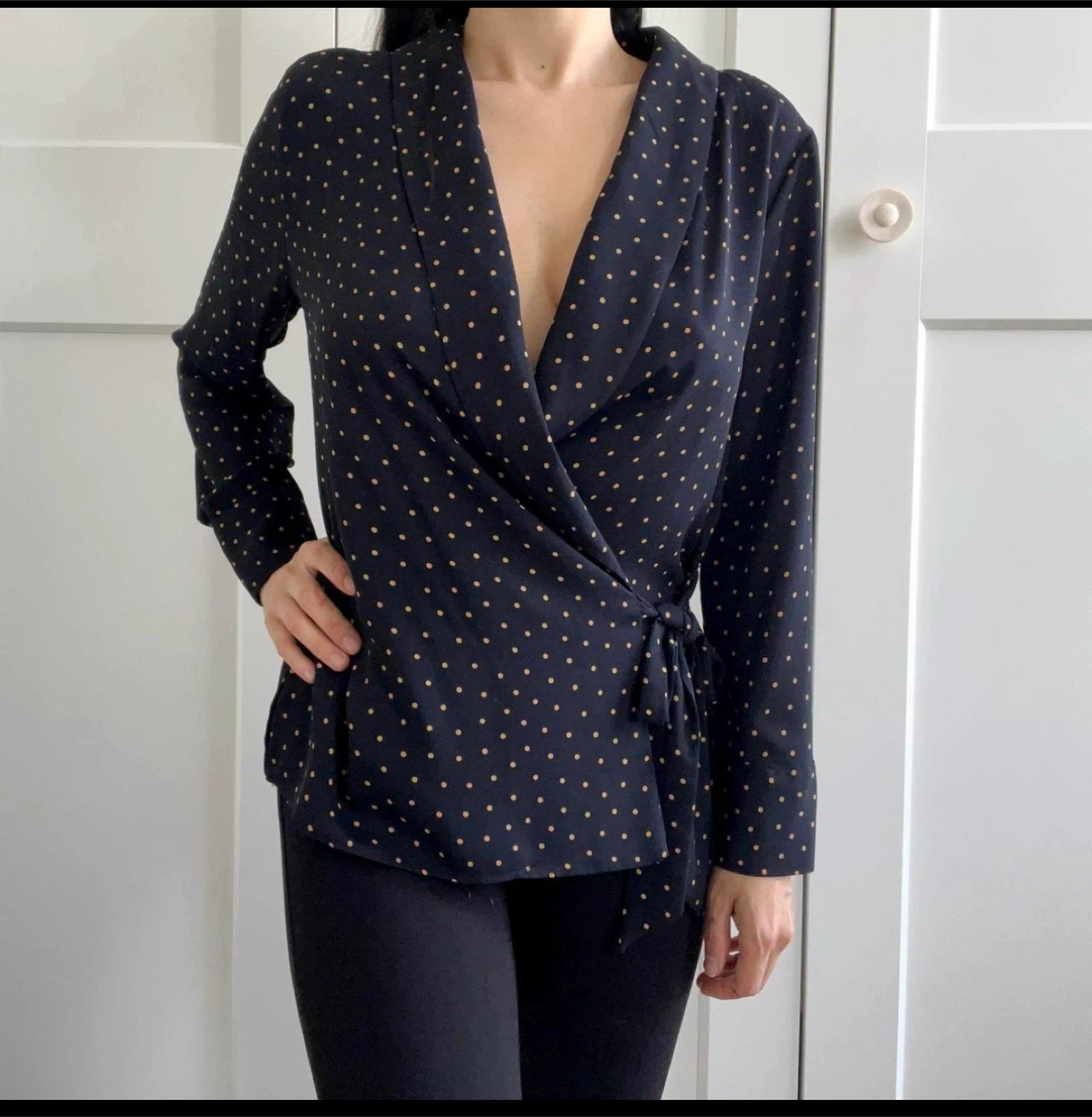 Zara Basic Polka Dot Wrap Blouse - XS - photo 2