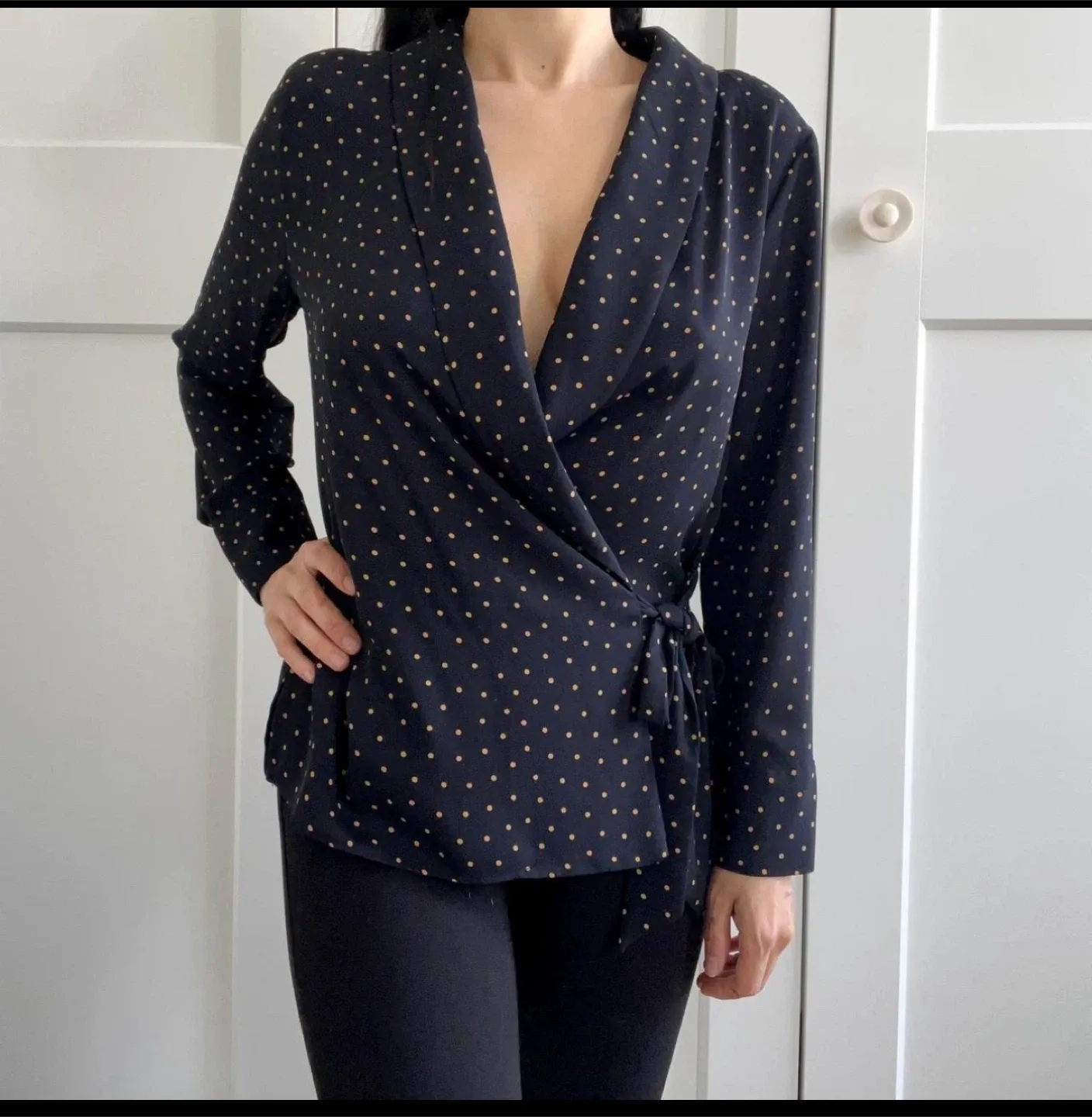 Zara Basic Polka Dot Wrap Blouse - XS image indicator(2)