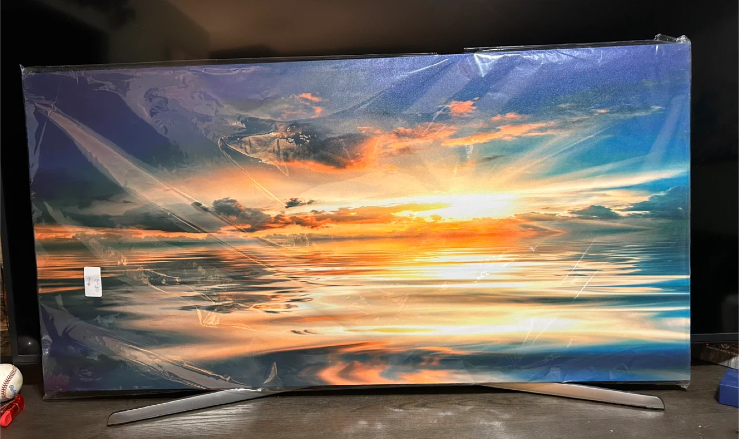 Swirly Sunset on Water HD Canvas Wall Art (24”H x 48”W)