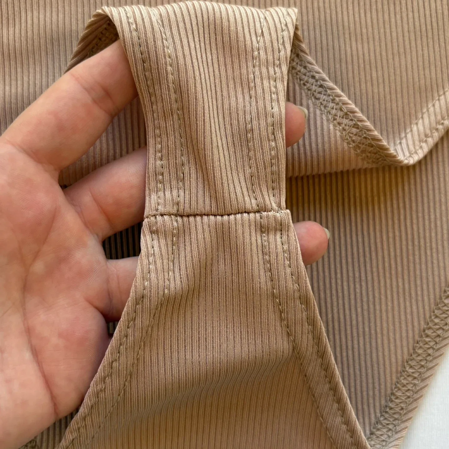 Boohoo Ribbed Square Neck Stone Skinny Strap Cami Bodysuit Sz L image indicator(6)