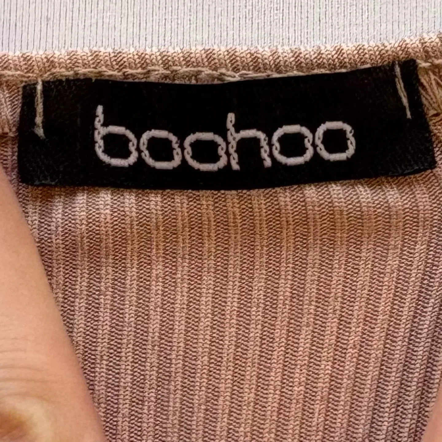 Boohoo Ribbed Square Neck Stone Skinny Strap Cami Bodysuit Sz L image indicator(7)