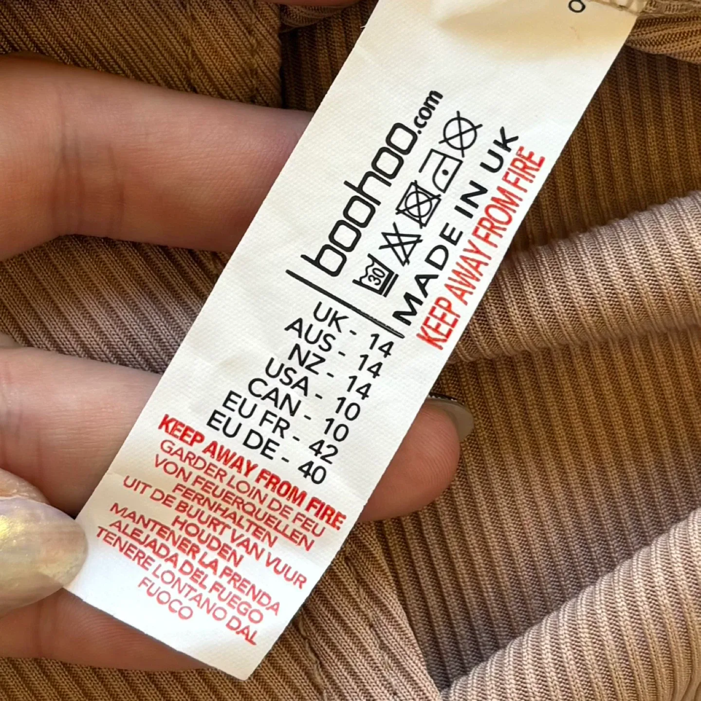 Boohoo Ribbed Square Neck Stone Skinny Strap Cami Bodysuit Sz L image indicator(8)