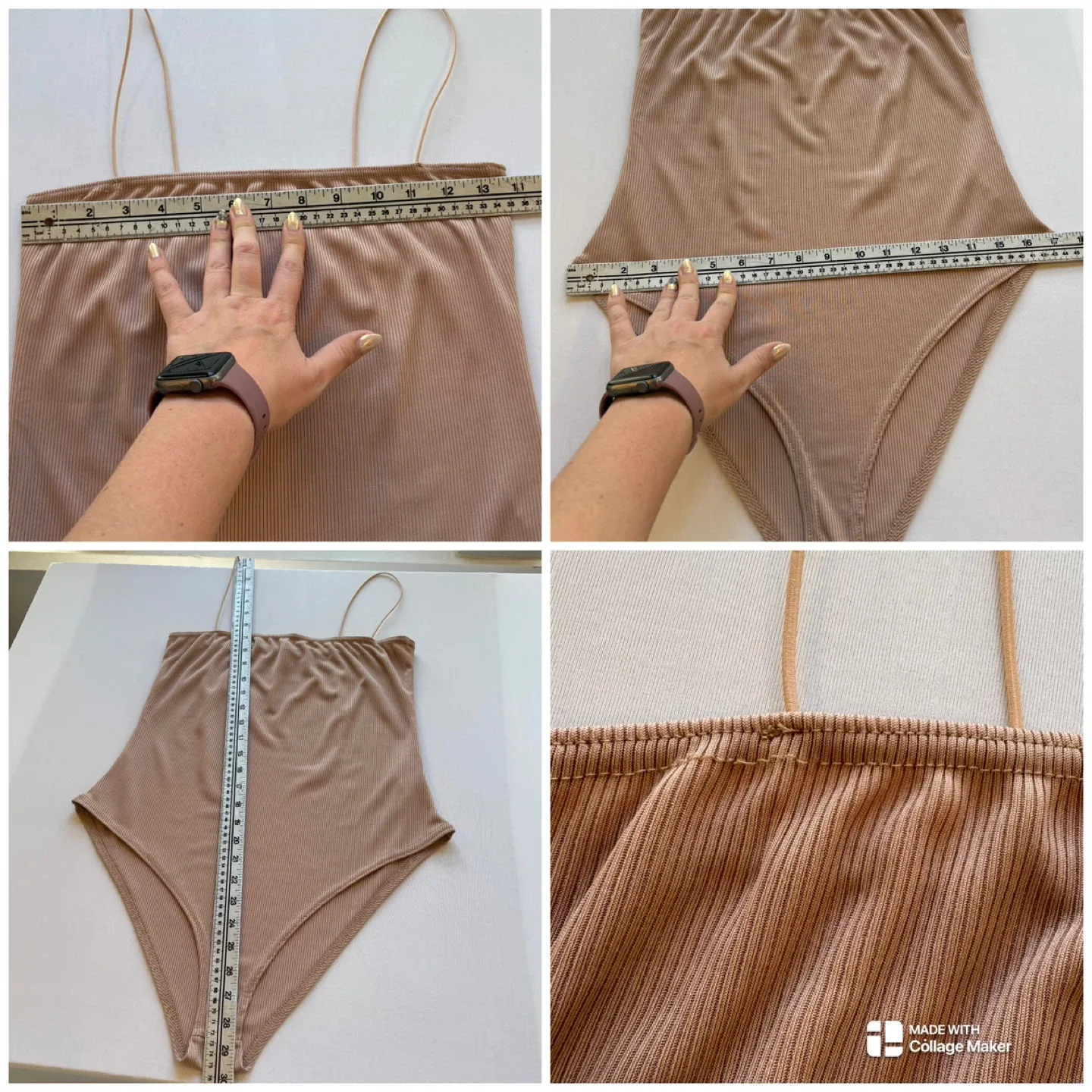 Boohoo Ribbed Square Neck Stone Skinny Strap Cami Bodysuit Sz L image indicator(10)