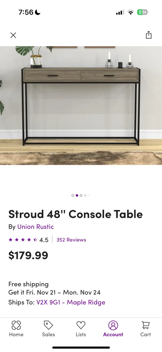 Union Rustic Stroud 48" Console Table image indicator(2)