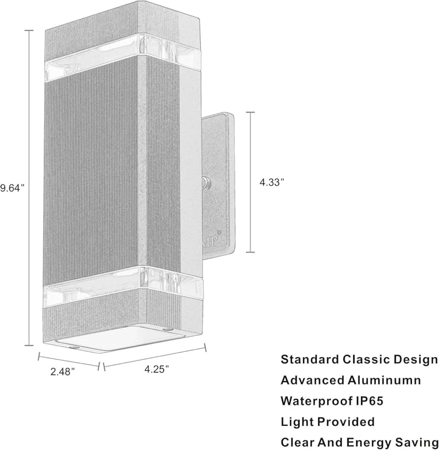 Outdoor Wall Light Fixture, Gray, Waterproof IP65 image indicator(5)