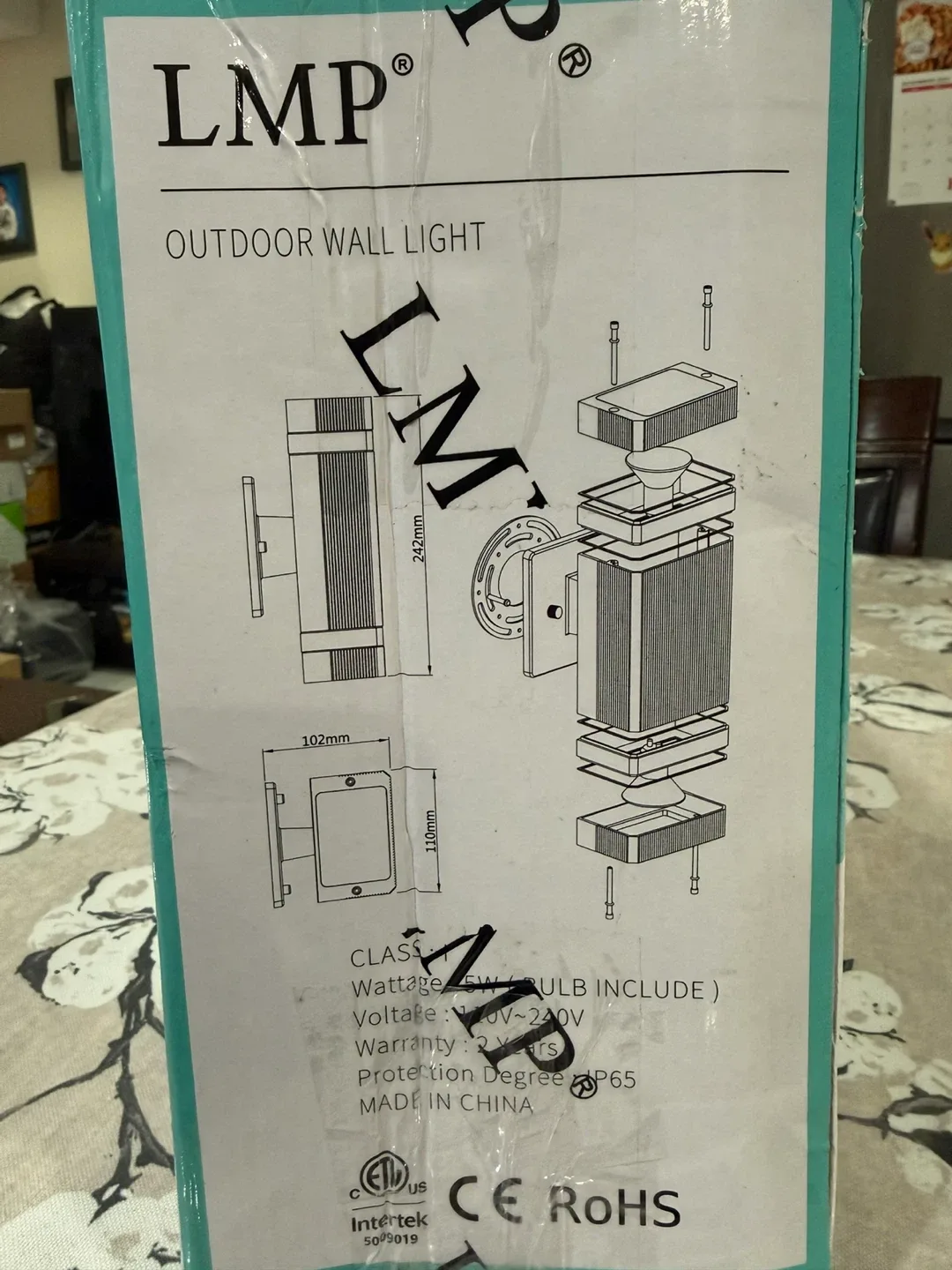 Outdoor Wall Light Fixture, Gray, Waterproof IP65 image indicator(7)