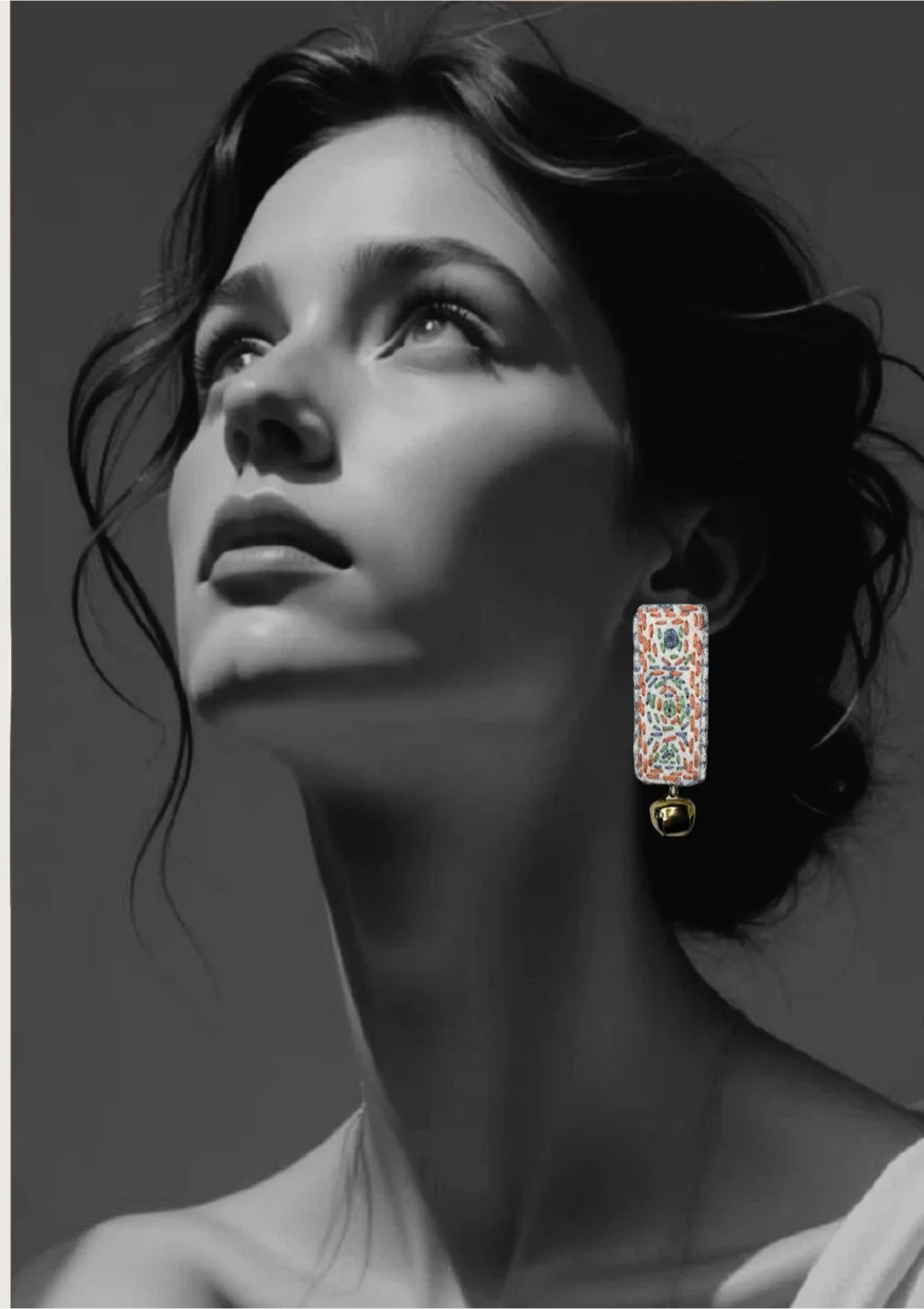 Handmade Embroidered Bell Earrings image indicator(4)