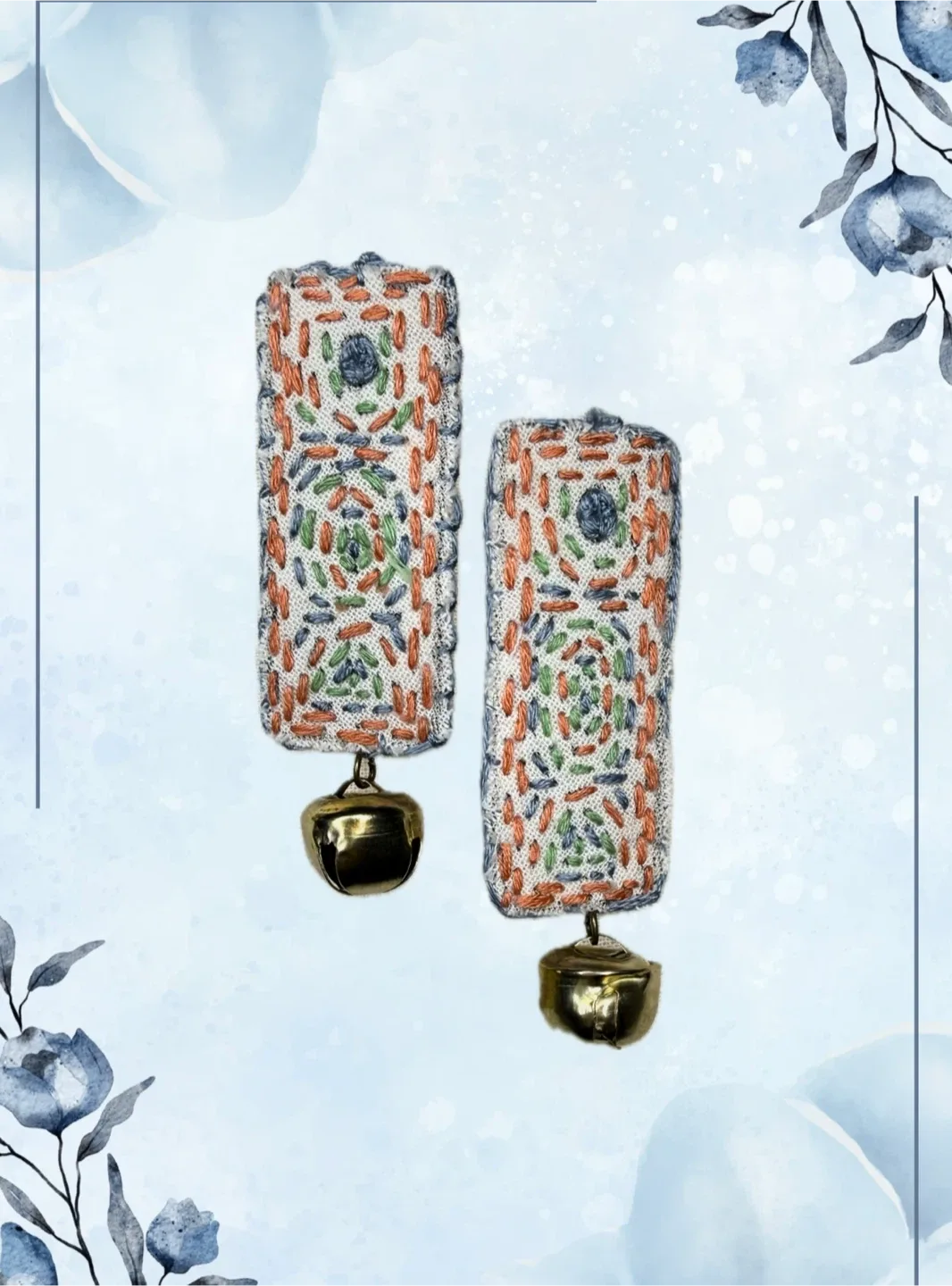 Handmade Embroidered Bell Earrings image indicator(3)