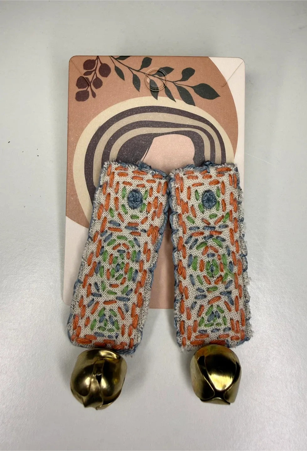 Handmade Embroidered Bell Earrings image indicator(2)