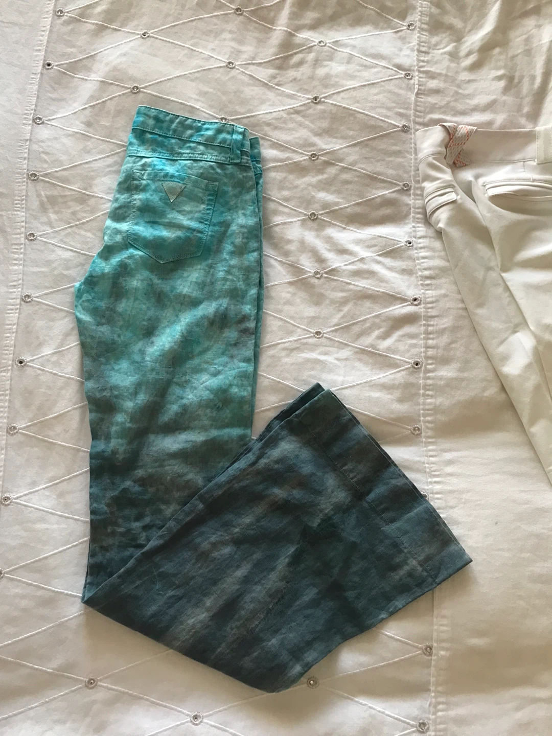 Guess Flare Jeans, Size 24, Blue/Green Tie Dye - photo 3