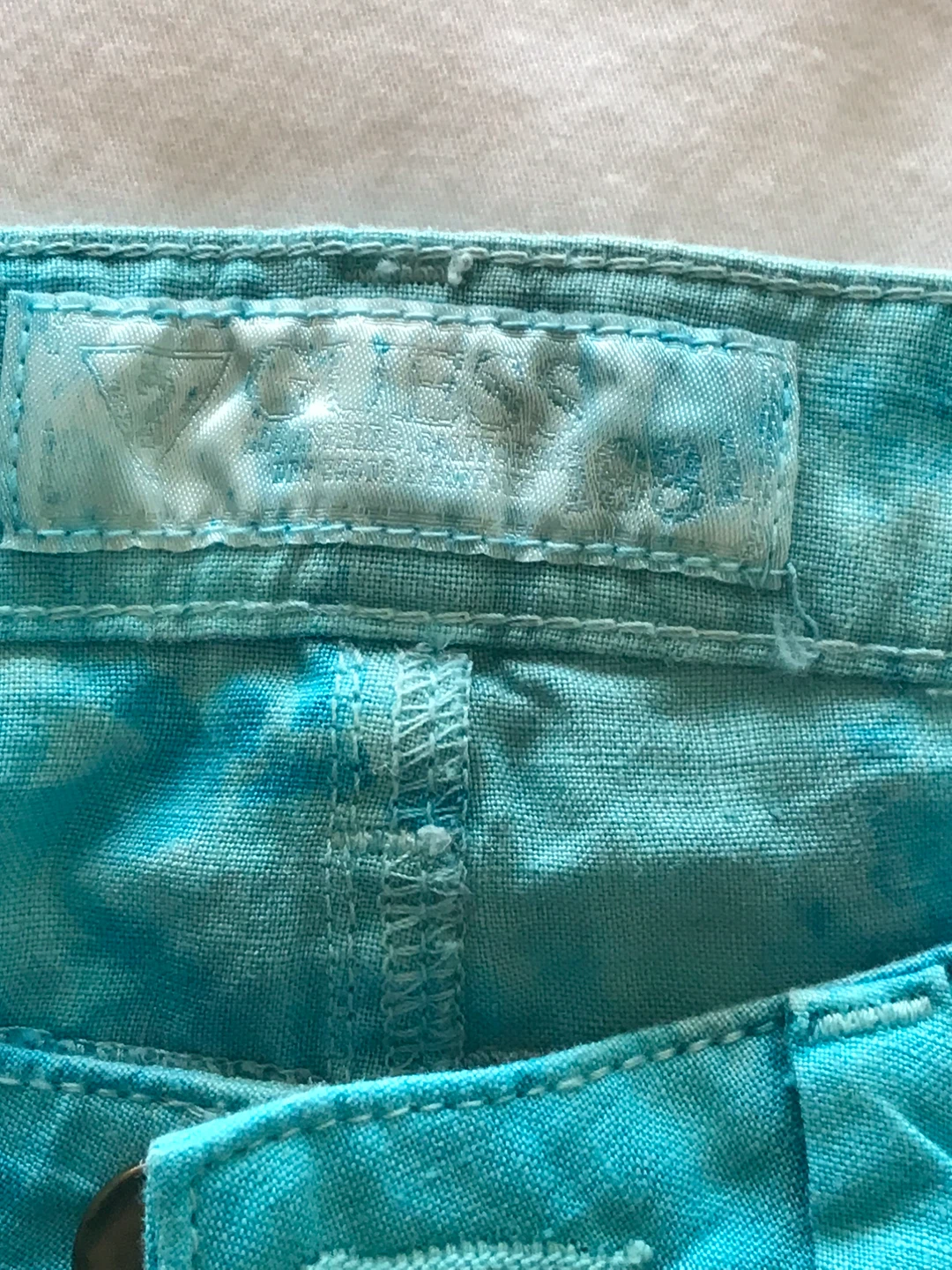Guess Flare Jeans, Size 24, Blue/Green Tie Dye - photo 4