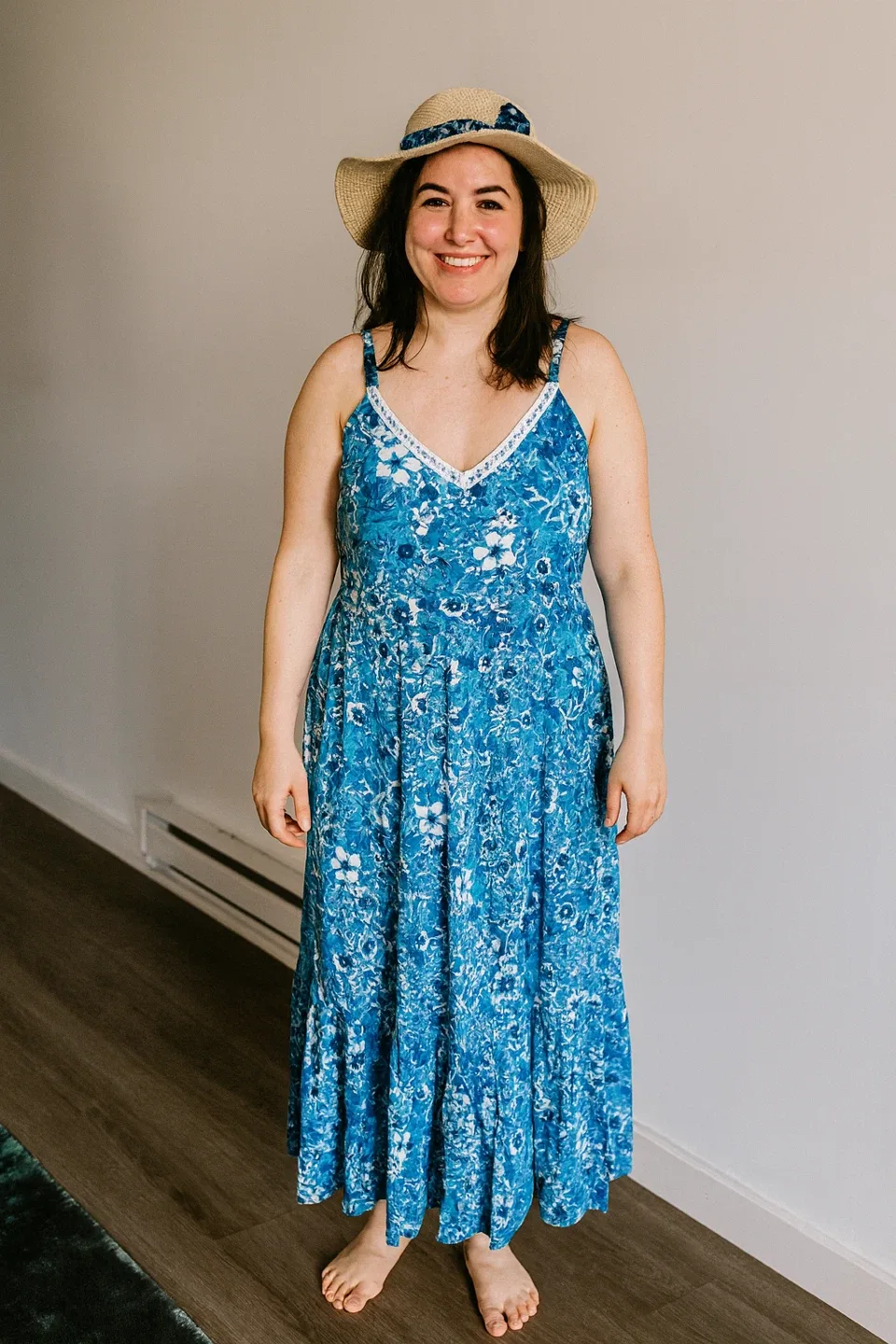 Rachel Zoe Blue Floral Dress & Hat - Size 4