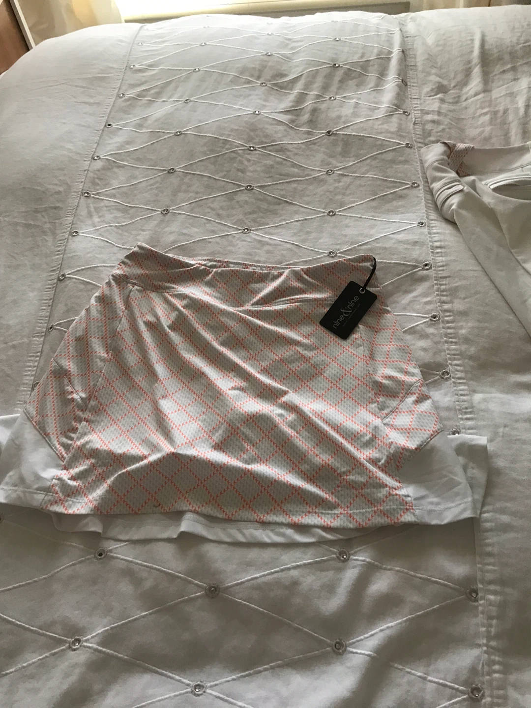 Nine & Nine Skort - White & Coral Plaid - photo 3