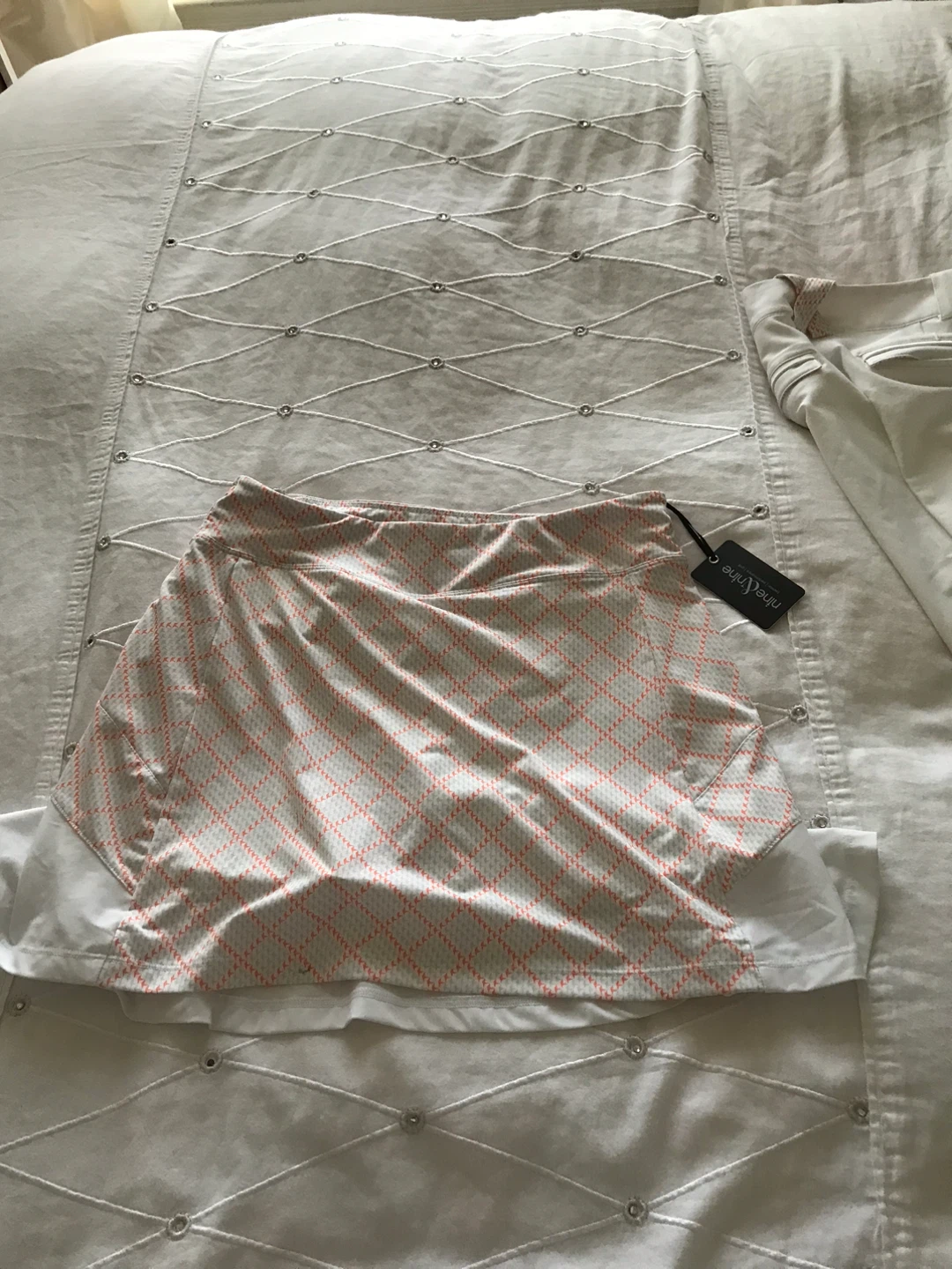 Nine & Nine Skort - White & Coral Plaid