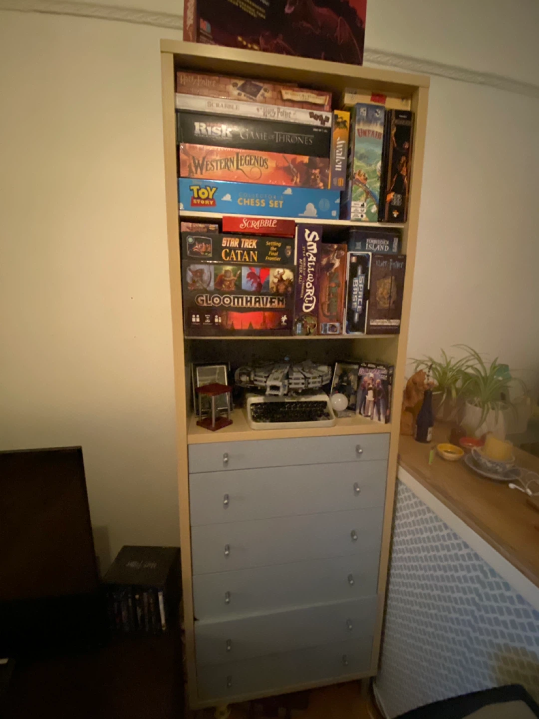 Two Tall Bookcases with Cabinet & Drawers - photo 2