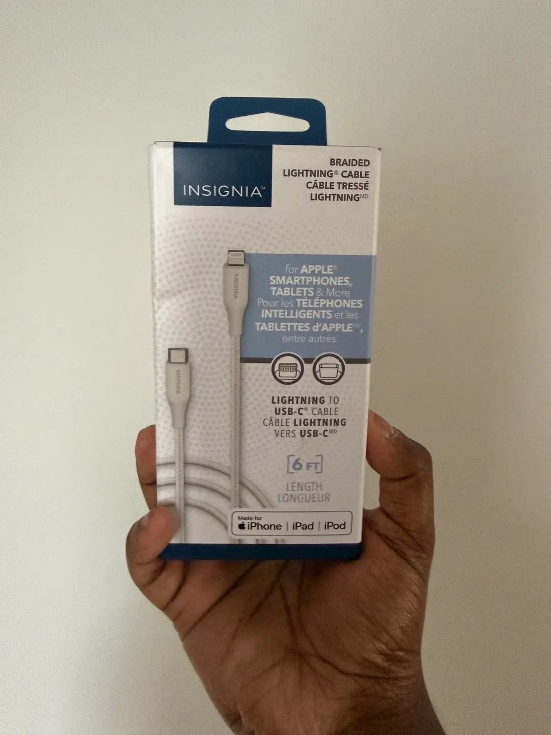 Insignia Lightning to USB-C Cable – 6ft (White)