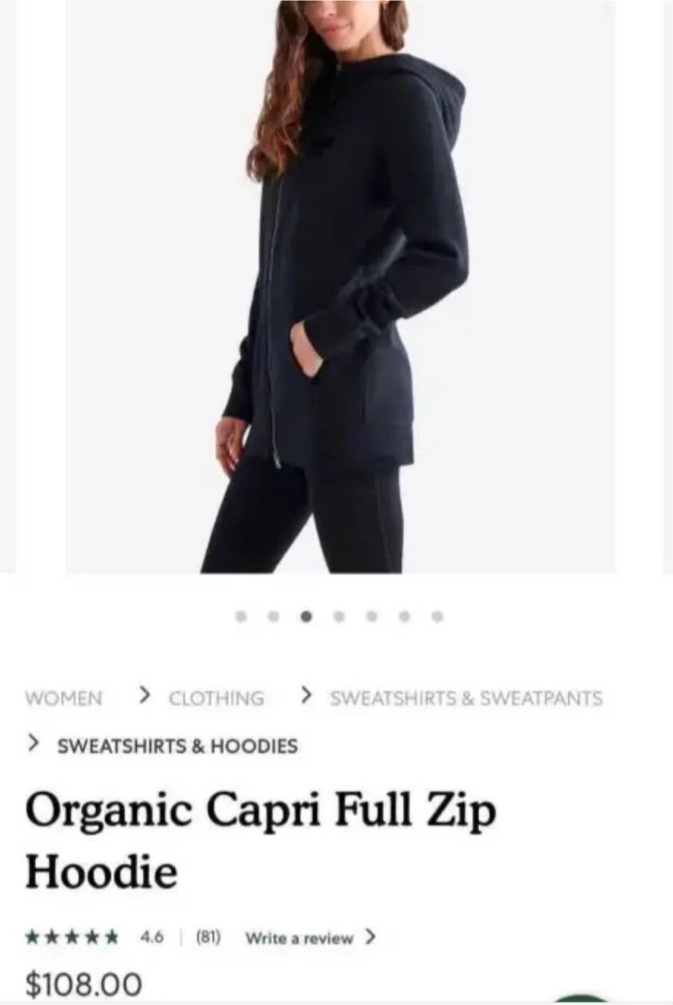 NEW Roots Organic Capri Full Zip Hoodie with tag - Black, Size S - photo 4