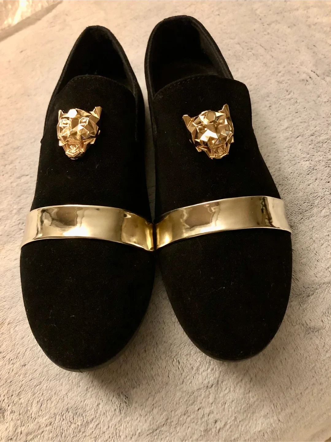 Black Loafers with Gold Accent - Size 42