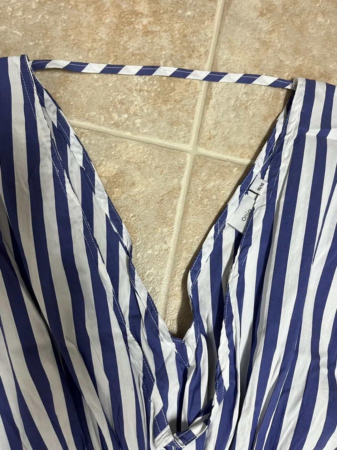 Onia Blue & White Striped Cover-Up, Size XS/S image indicator(2)