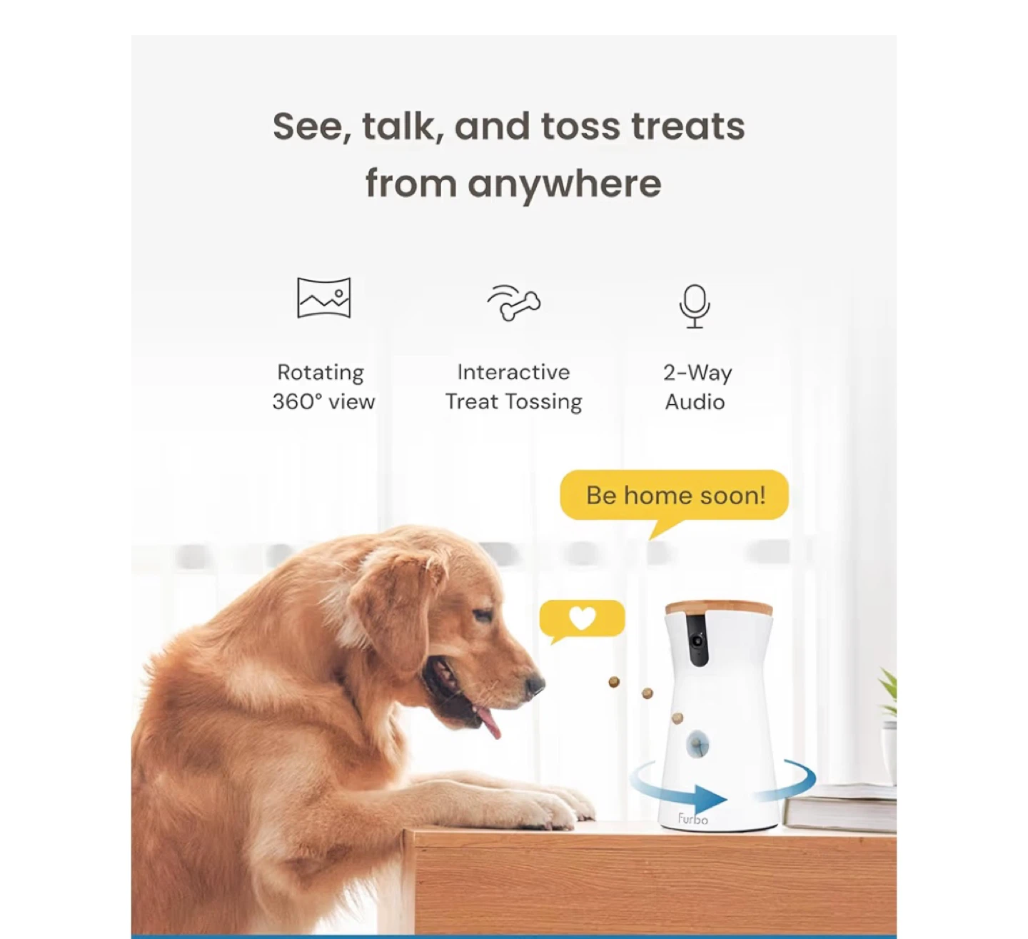 Furbo dog camera with treats dispenser
