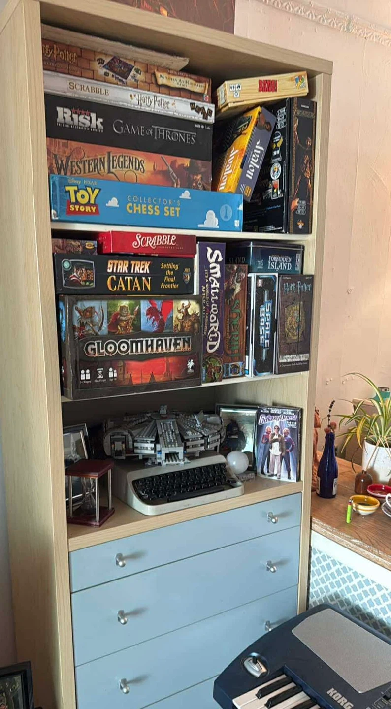 Two Tall Bookcases with Cabinet & Drawers - photo 3