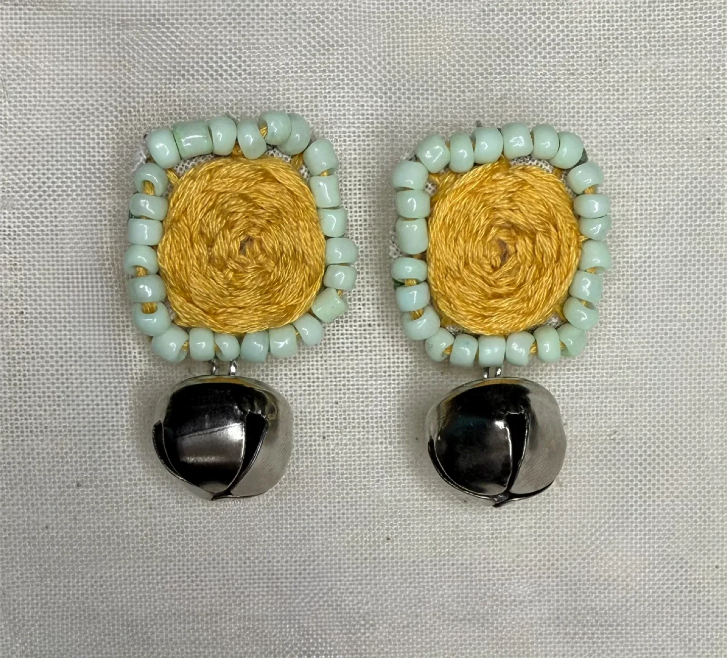 Handmade Beaded Jingle Bell Earrings